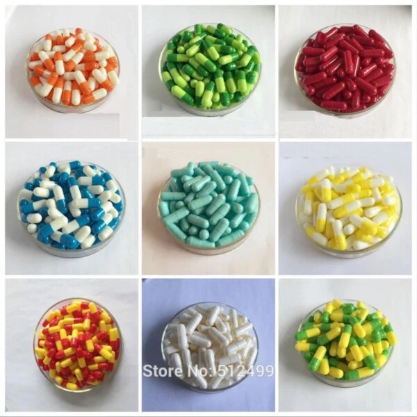 0# 1000/5000pcs 0 size High quality colored hard gelatin empty capsules, hollow gelatin capsules ,joined or separated capsules