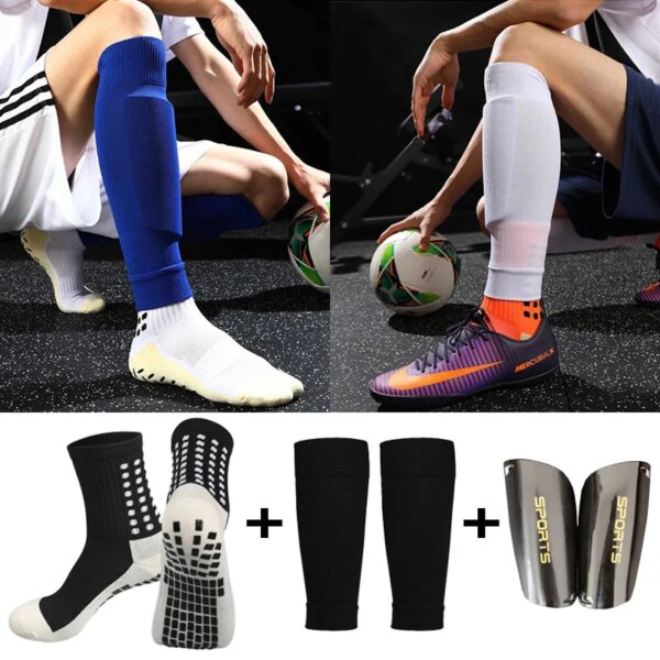 1 Kits Hight Elasticity Shin Guard Sleeves Adults Kids Anti Slip Soccer Socks Football Legging Cover Sports Protective Gear