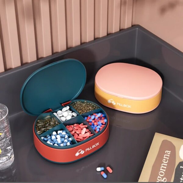 1 PC Pill Case For Tablets 6/4 Gird Medicine Pill's Organizer Drug Capsule Plastic Storage Box Divider Weekly Travel Pill Cutter