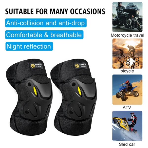 1 Pair Motorcycle Knee Elbow Pads Safety Protector Keep Warm Kneepad Elbow Pads with Reflective Strips for Outdoor Sports