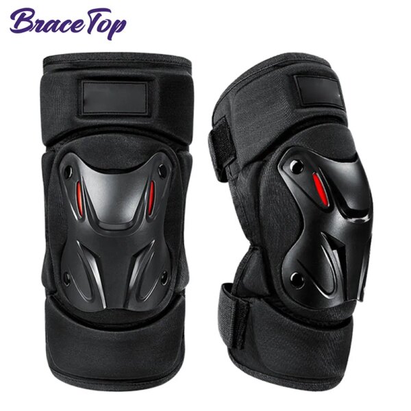 1 Pair Protective Outdoor Sports Motocross Racing Riding Knee Gear Guard Motorcycle Double Straps Adjustable Elbow and Knee Pads