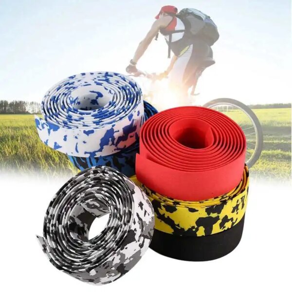 1 Pair Road Bike Bicycle Handlebar tape Camouflage Cycling Handle Belt Cork Wrap with Bar Plugs Bicycle Handlebar Grip Wrap Tape