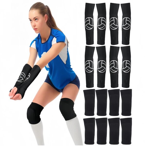 1 Pair Volleyball Knee Pads and Arm Sleeves for Teens Sponge Sports Knee Pads Forearm Protection Volleyball Train Accessories