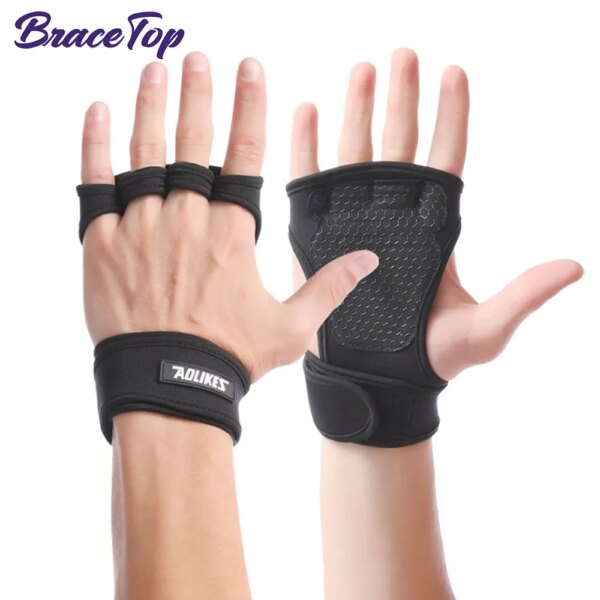 1 Pair Weight Lifting Gloves Training Gym Grips Fitness Glove Women and Men Crossfit Bodybuilding Wristbands Hand Palm Protector