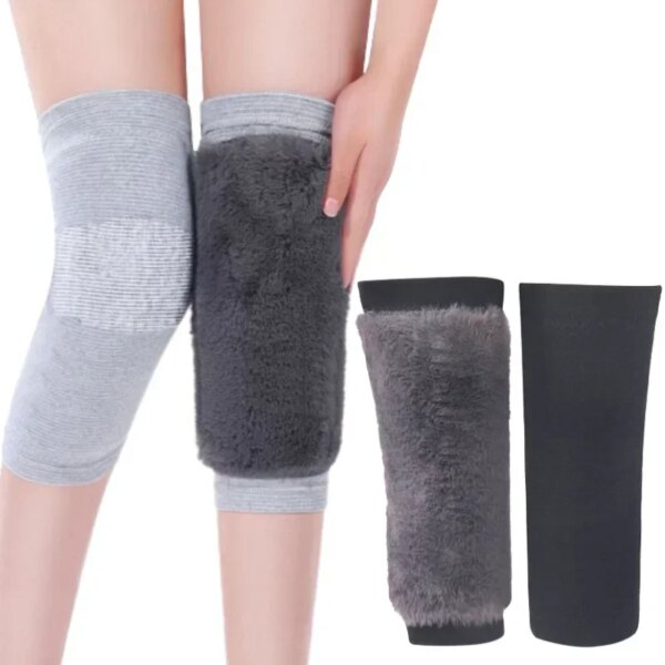 1 Pair Winter Warm Knee Pads for Women Men Old People Cold Leg Arthritis Kneepad Knee Support Rabbit Fur Running Knee Protector