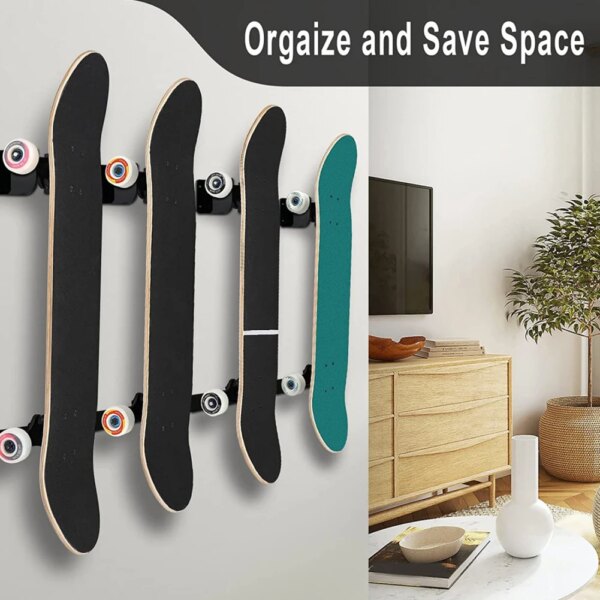 1 Pairs Skateboard Display Rack Acrylic Skateboard Storage Bracket Decoration Easy Install Non-slip for House Living Room