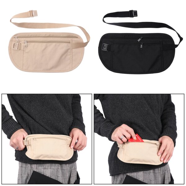 1 Pc Cloth Waist Bags Travel Pouch Hidden Wallet Passport Money Waist Belt Bag Chest Packs Outdoor Sport Accessories