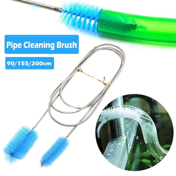 1 Pcs 90/155/200cm Pipe Cleaning Brush Air Tube Flexible Double Ended Hose Aquarium Accessories Tank Cleaner Water Filter Nylon