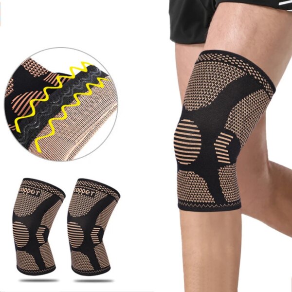 1 Pcs Copper Knee Support Pad Braces for Arthritis Joint Pain Relief Compression Knee Sleeve for Sports Fitness Workout Running