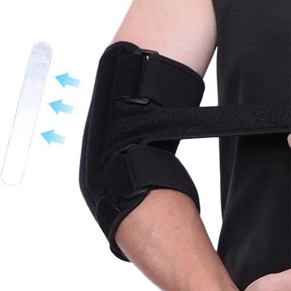 1 Piece Breathable Elbow Arm Splint Brace Joint Hand Elbow Support With 2 Removable Metal Splints Arm Protector Band Belt Strap