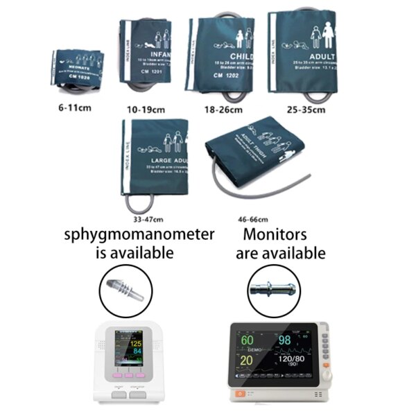 With Connector 6 Size of Cuffs Sphygmomanometer cuff Patient monitor cuff Cuff for blood pressure monitor People use cuff