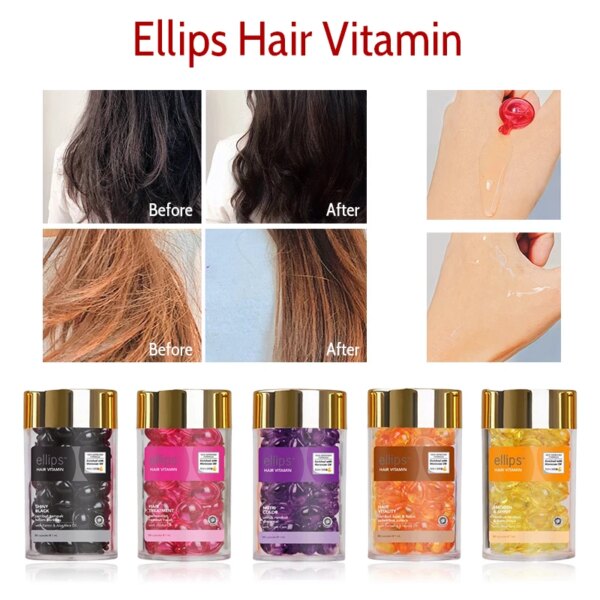 1 Bottle  Ellips Hair Vitamin Keratin Complex Oil Smooth Air Mask Repair Damaged Serum Complex Indonesia Jojoba Oil Hair Care