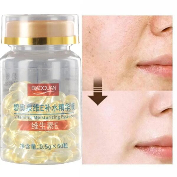 1 Bottle Vitamin E Soft Capsules Serum Hydrating Essence Removal Spot Whitening Moisturizing Acne Freckle Treatment Capsules