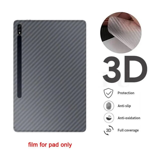 1 PC For Samsung Galaxy Tab S9/S9+/S9 Ultra Back Carbon Fiber Protective Film Full Coverage Anti-slip Anti Scratch Back Sticker