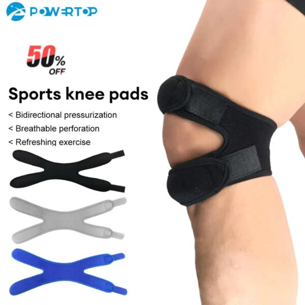 1 PC Sport Kneepad Double Patellar Knee Strap Adjustable Anti-Slip Knee Support Open Knee Wrap Band for Injury Joint Pain Relief