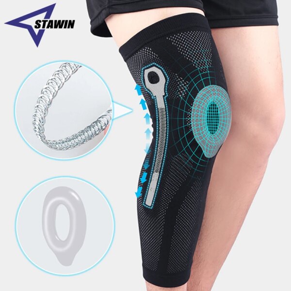 1 PC Sports Lengthen Leg Compression Sleeve Knee Protector Non-slip Knee Brace Support for Joint Pain Relief and Injury Recovery