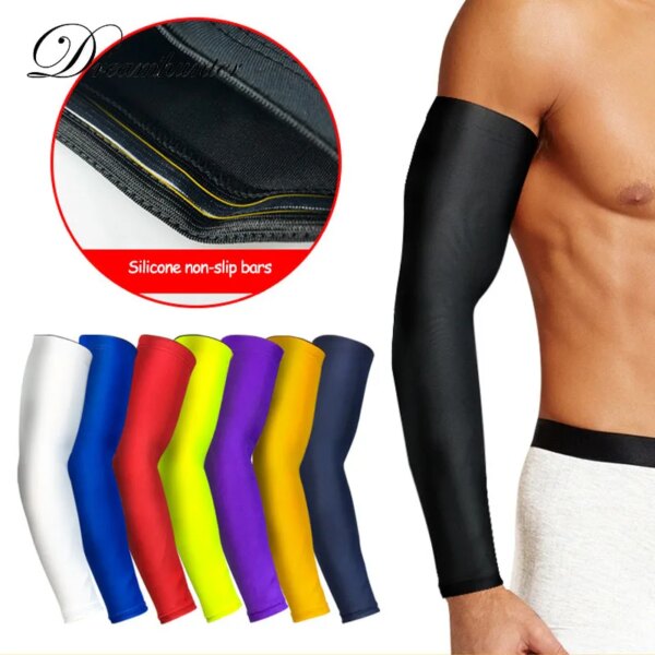 1 PCS Basketball Arm Sleeves Lengthen Breathable Compression Arm Warmers Cycling Running Sunscreen Protection Arm Elbow Support