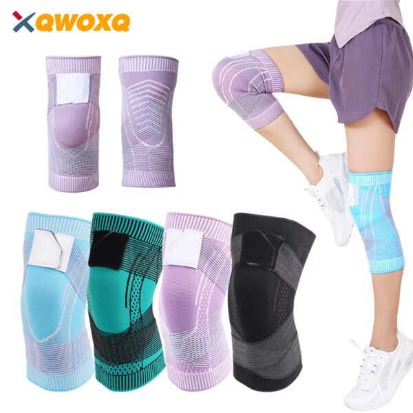 1 PCS Sports Compression Knee Pads Support Sleeve Protector Elastic Kneepad Brace Spring Support Volleyball Running Silicone Pad