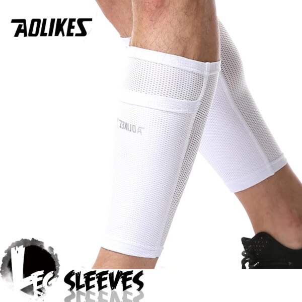 1 Pair AOLIKES Soccer Protective Socks Shin Guard With Pocket For Football Shin Pads Leg Sleeves Support Adult Calf Support Sock