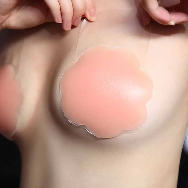 1 Pair Cool Reusable Self Adhesive Silicone Lift Up Breast Nipple Cover Bra Pad Invisible Breast Petals for Party Dress