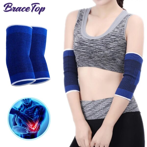 1 Pair Elbow Compression Sleeve, Tendonitis Elbow Brace Support for Pain & Arthritis, Tennis Arm Protector Wrap for Golf & Sport