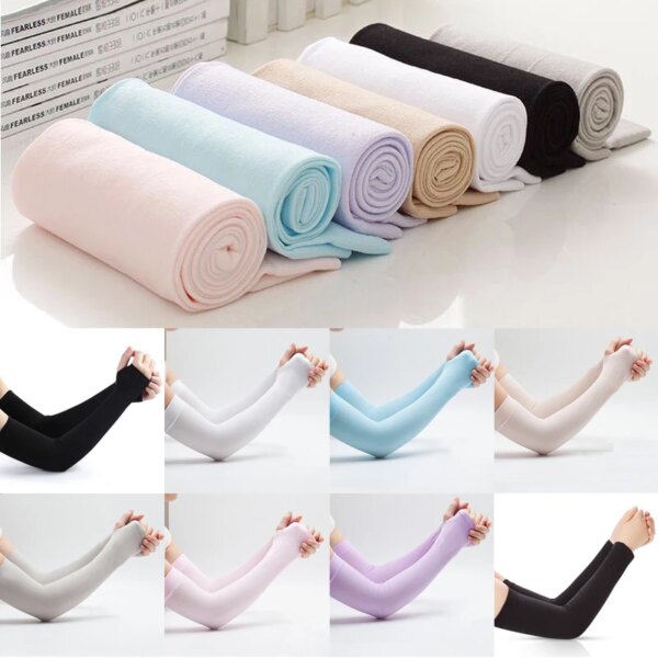 1 Pair Men Women Summer UV Protection Cycling Ice Half-finger Arm Sleeve Outdoor Sports Arm Warmer