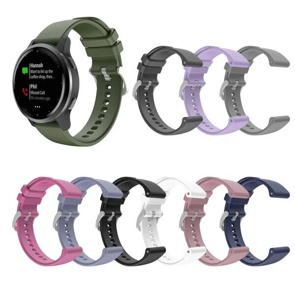 1 Pc Silicone Silver Buckle Strap For Garmin Venu 2/Garmin Vivoactive 4 Replacement Wristband 22mm 10 Optional Colors