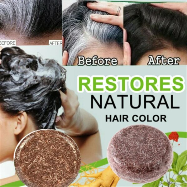 1 pcs 100% Natural Organic Conditioner Soap Hair Darkening Shampoo Moisturize Repair Gray White Hair Color Dye Treatment Bamboo