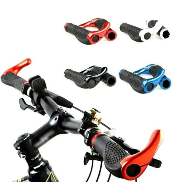 1 Pair Bicycle Handlebar Grip Ergonomic Anti Skid Lock on Handle Cover Aluminum Alloy Rubber Grips MTB Bike Accessories