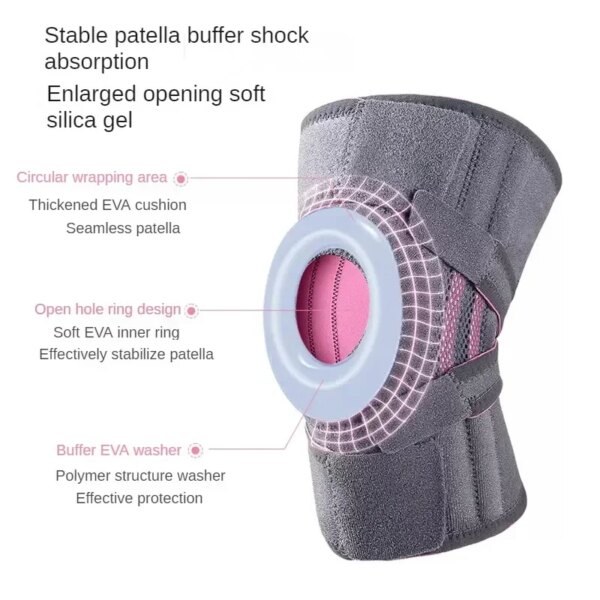 1 Piece Knee Brace Strap Patella Medial Support Strong Meniscus Silicone Compression Protection Anti-slip Sports Knee Pads