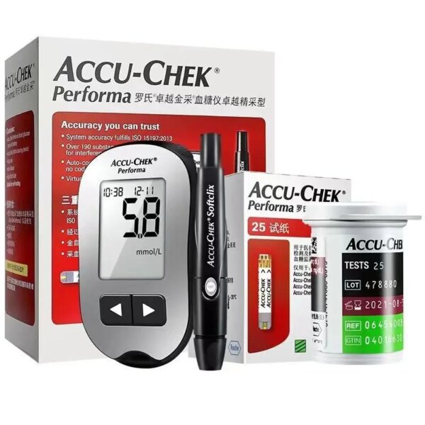 (EXP:maximum)Accu Chek Glucose Test Strips & Lancets Sets Monitor Blood Sugar Glucose meter Test Kit Glucose Meter  ACCU chek