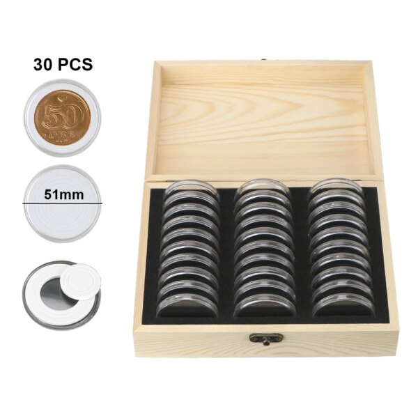 With Adjustment Pad Coins Storage Box Adjustable Antioxidative Wooden Commemorative Coin Collection Case