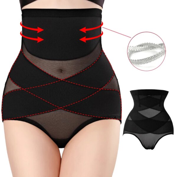 Women Cross Body Shaper High Waist Panties Plus Size Tummy Control Shaperwear Female Butt Lifter Briefs Slimming Underwear