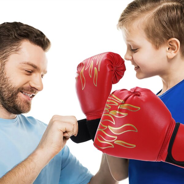 1 Pair Kids Boxing Gloves Children Punching Training PU Adjustable Portable Kickboxing Fighting Exercise Mitts Glove