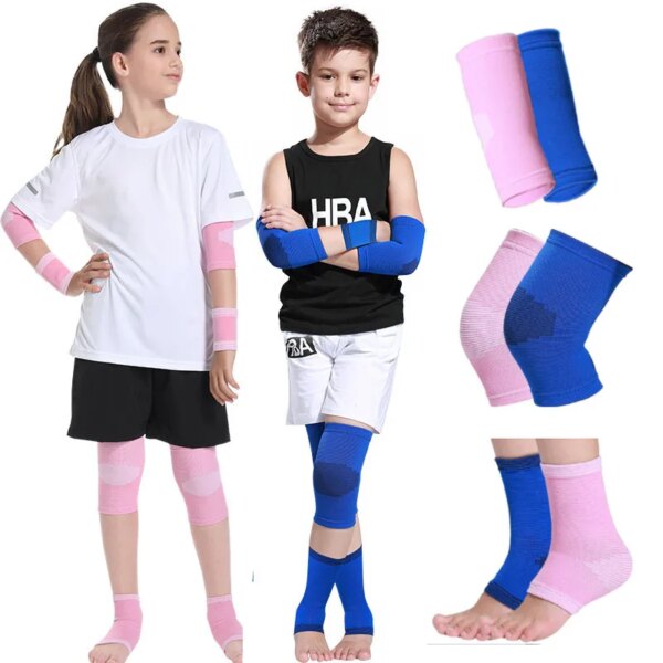 1 Pair Kids Compression Arm Sleeve Basketball Dance Football Knee Brace Sleeve Children Elbow Knee Ankle Protector Guard