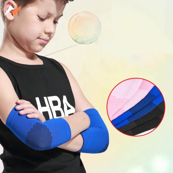 1 pair Kids Arm Guard Compression Elbow Pads Sleeves Children Sun UV Protection for Cycling Sports Basketball Volleyball