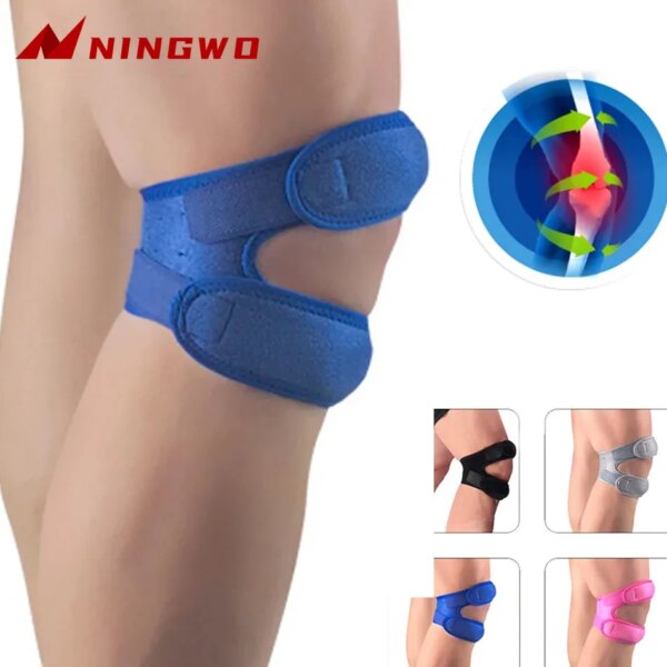 1 PC Sport Kneepad Double Patellar Knee Strap Adjustable Anti-Slip Knee Support Open Knee Wrap Band for Injury Joint Pain Relief