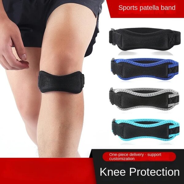 1 Pcs Adjustable Patella Knee Tendon Strap Kneepad Support Professional Protector Pad Belted Sports Knee Brace Black Keenpads